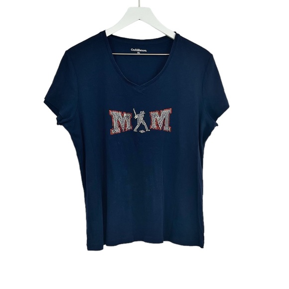 Baseball Mom Short Sleeve Shirt Size XL Rhinestone - Picture 1 of 6